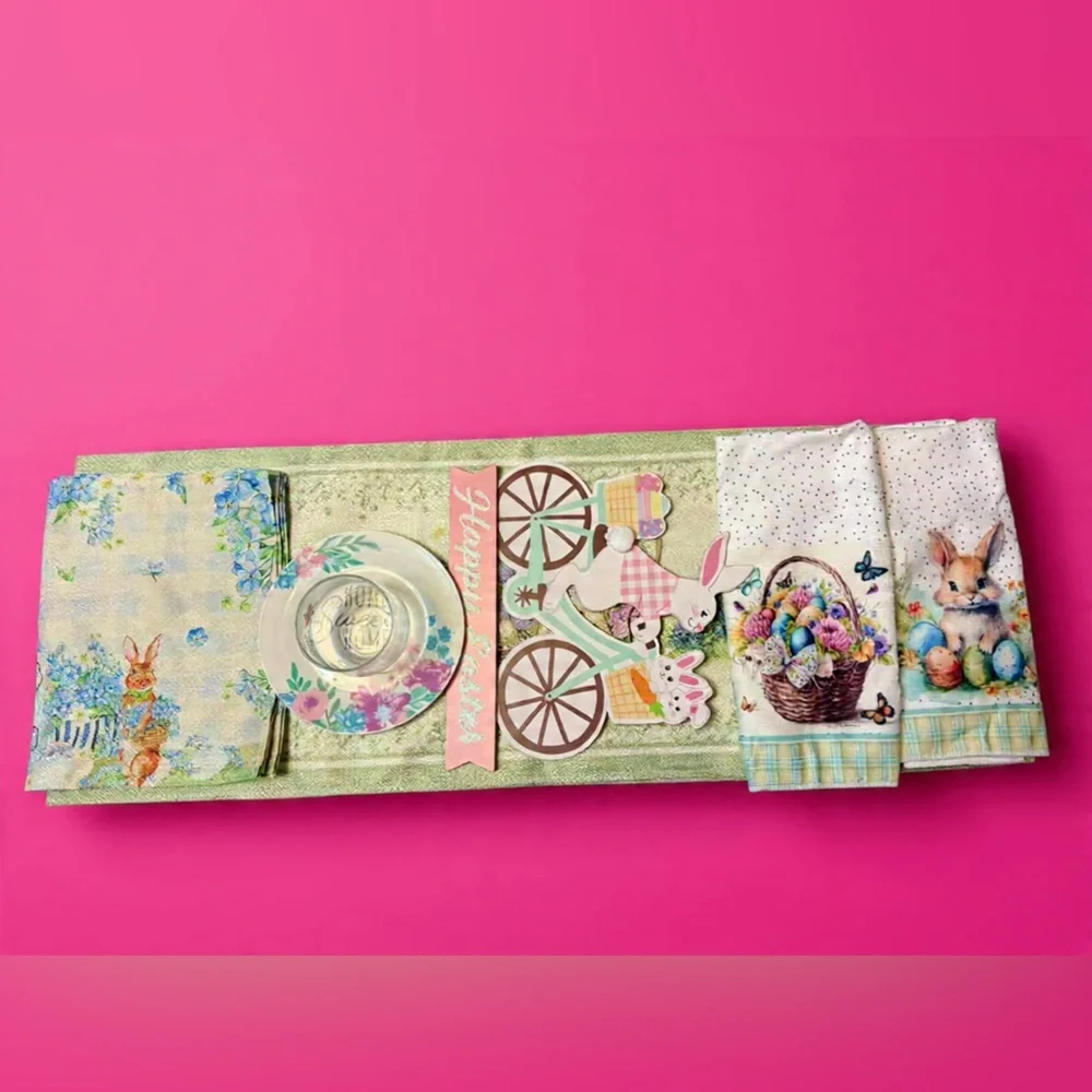 Floral Easter Patchwork Table/ Kitchen 10 Piece Set - Pastel Greens & Pinks